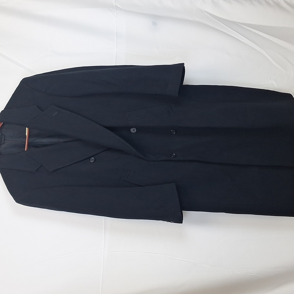 Alfani Black Overcoat Macy's/Bullock's Men Wool Cashmere Size L42